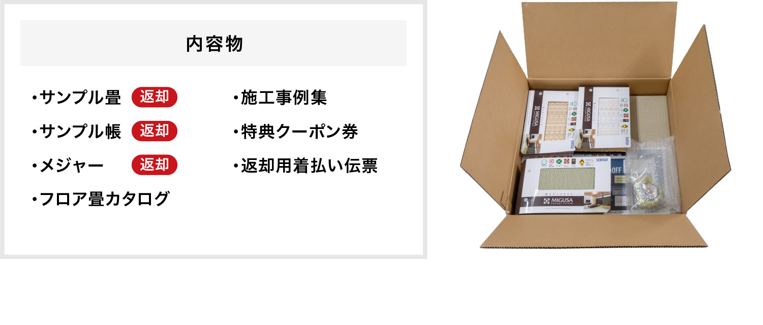 サンプル畳のお受け取り・お届け内容のチェック
