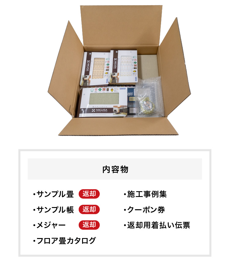 サンプル畳のお受け取り・お届け内容のチェック